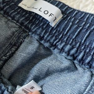 Loft Drawstring Denim Shorts with Raw Hem